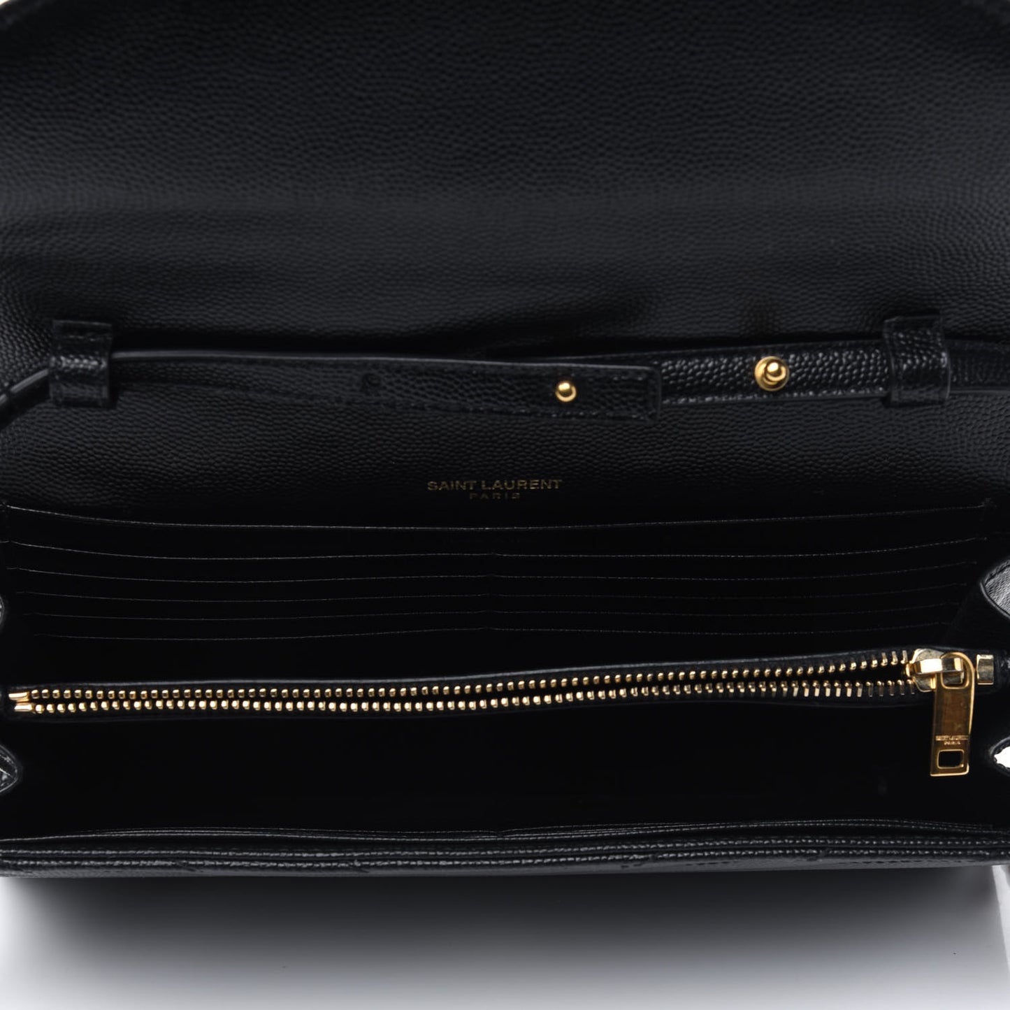 Grain De Poudre Matelasse Chevron Monogram Chain Wallet Black