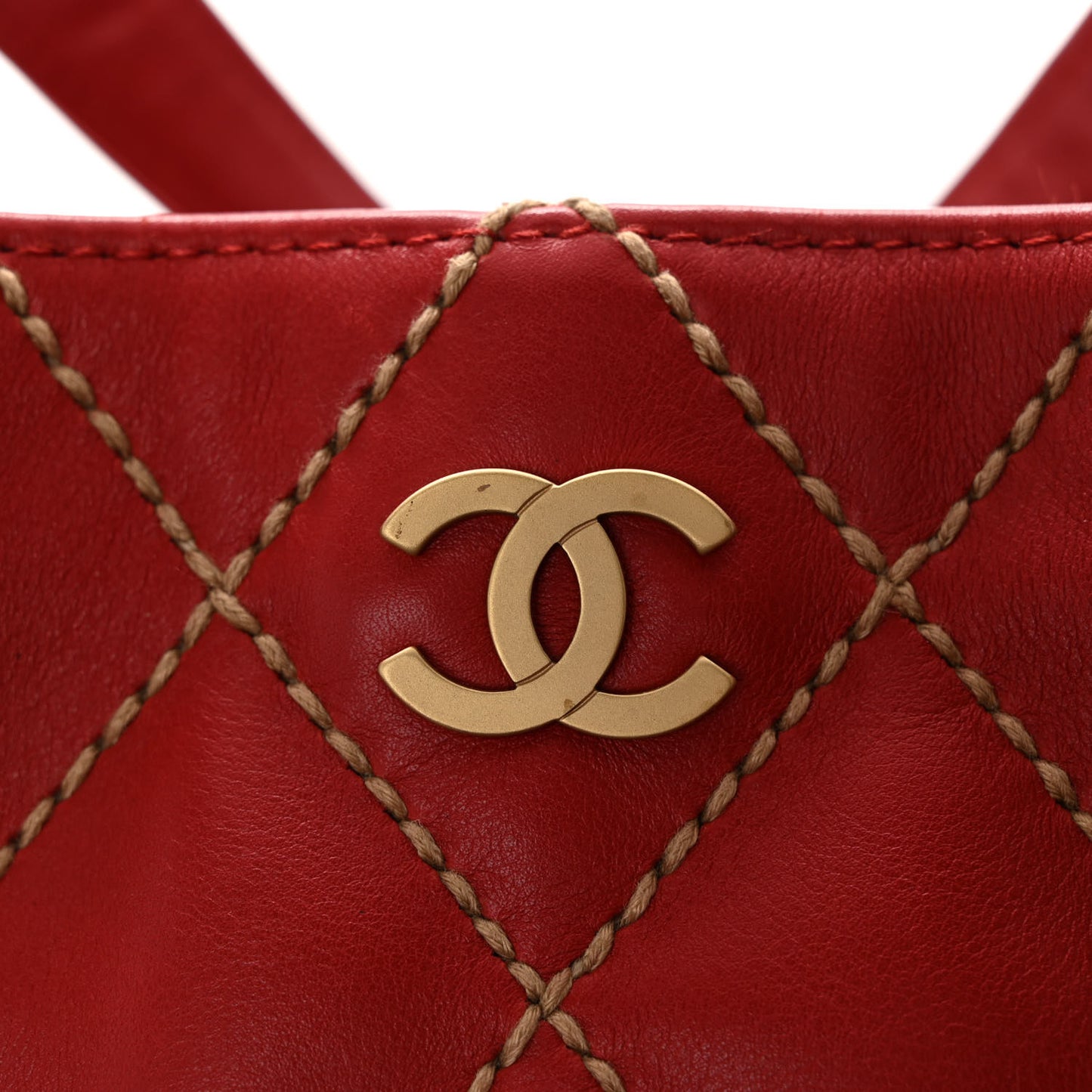 Calfskin Wild Stitch Tote Red