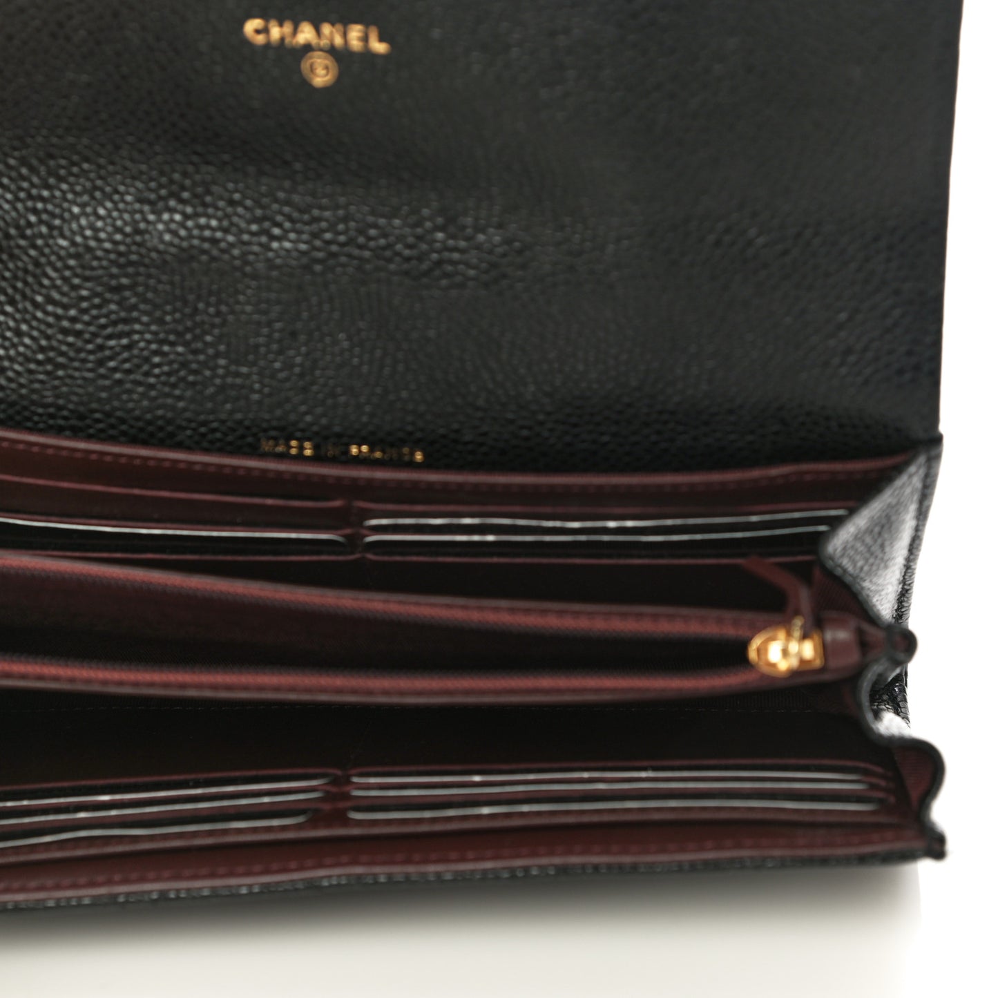 Caviar Quilted Large Gusset Flap Wallet Black