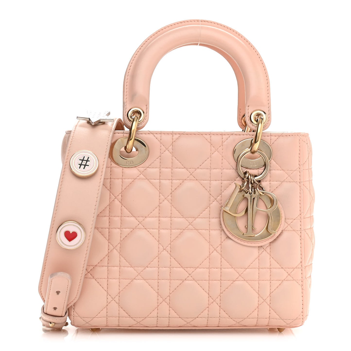 Lambskin Cannage Small Lucky Badges My Lady Dior Pink