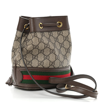 Gucci GG Supreme Monogram Web Mini Ophidia Bucket Bag Brown 3 of 10