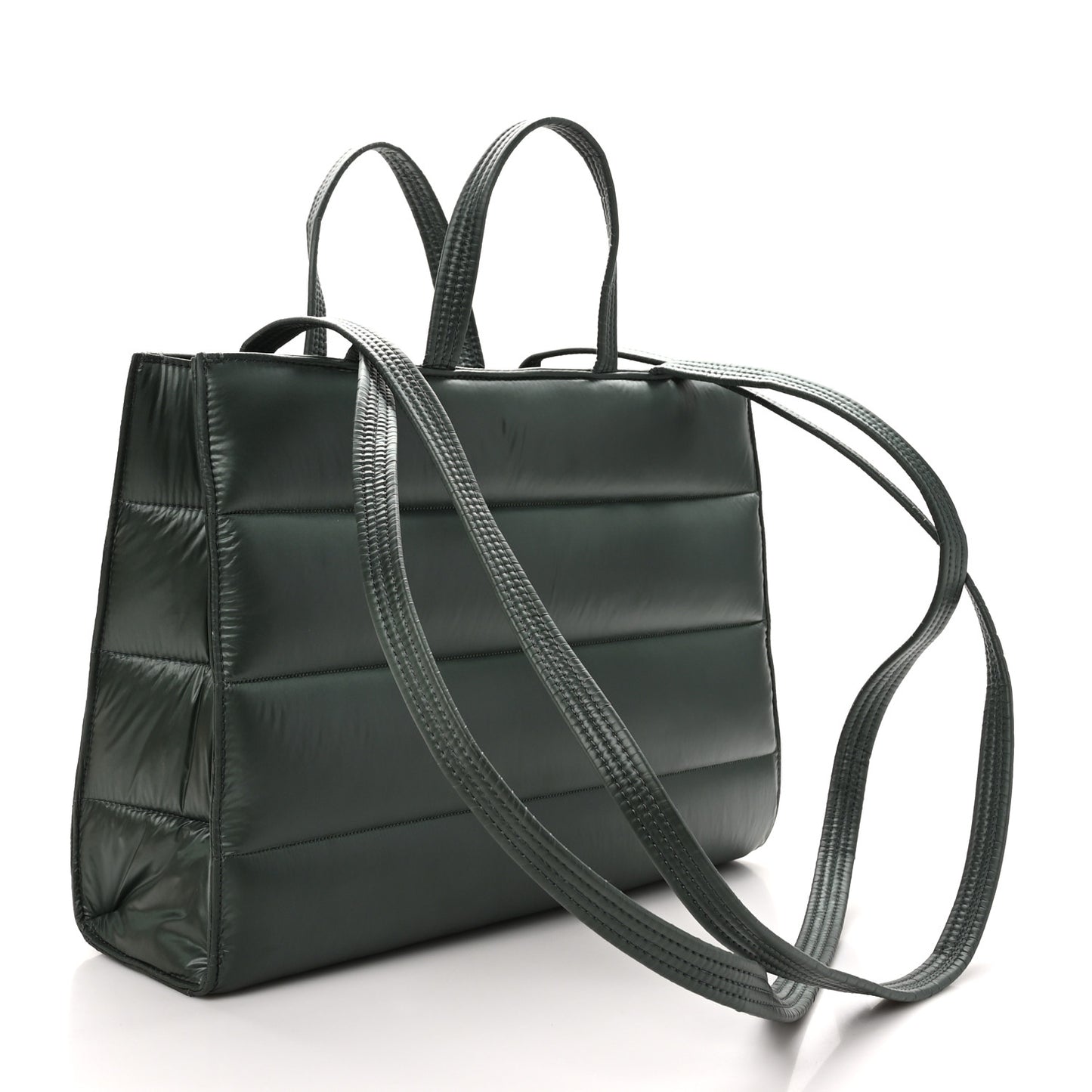 Nylon Medium Puff Shopping Bag Green