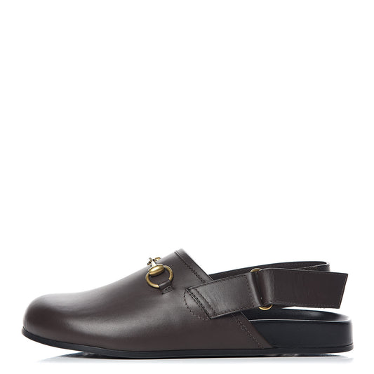 Calfskin Mens Horsebit River Slingback Slippers 7 Cocoa