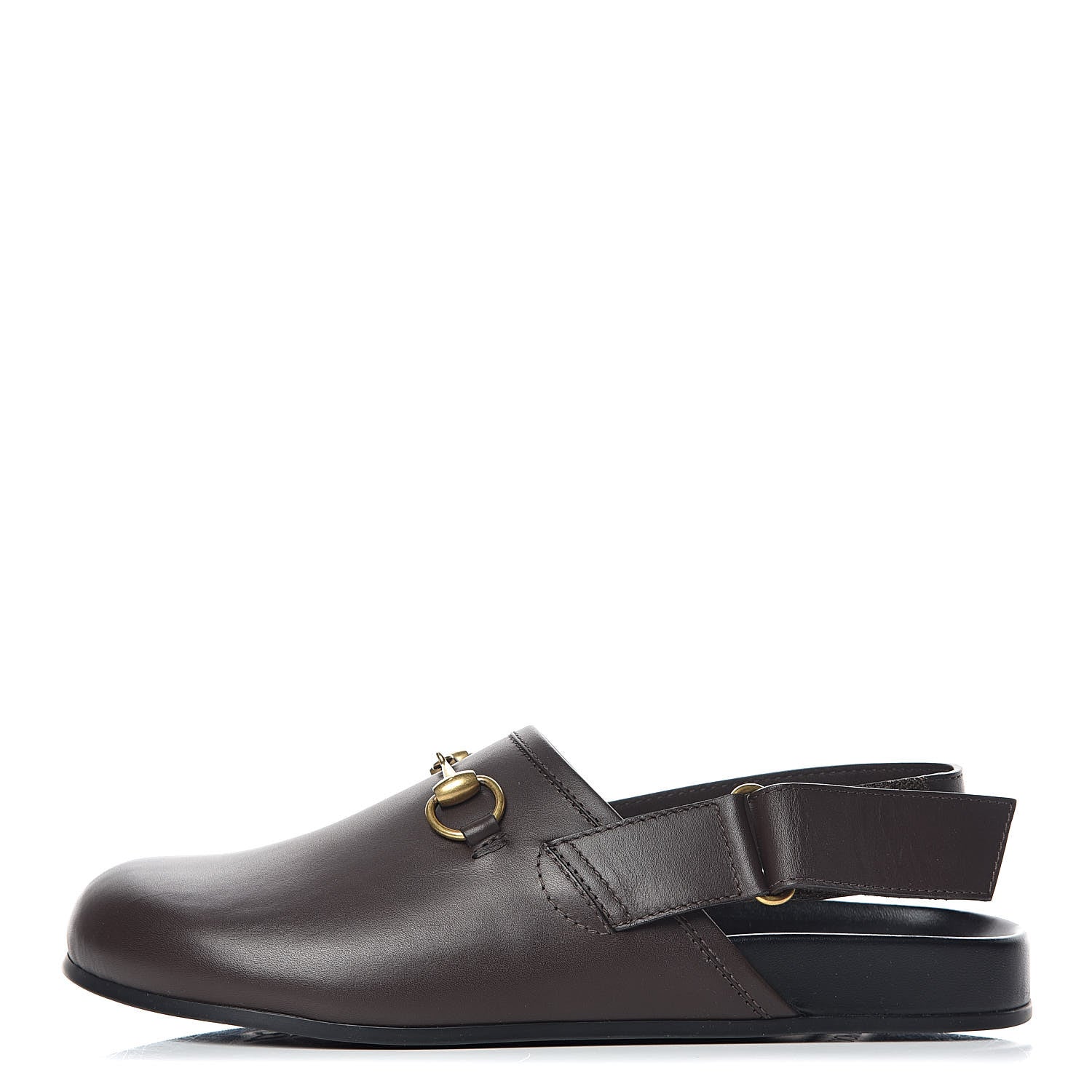 Gucci Calfskin Mens Horsebit River Slingback Slippers 7 Cocoa 1 of 11