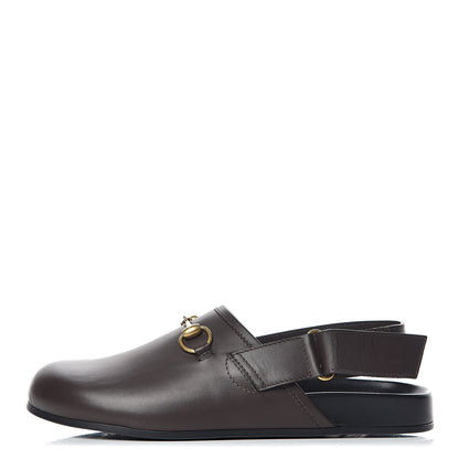 Gucci Calfskin Mens Horsebit River Slingback Slippers 7 Cocoa 1 of 11