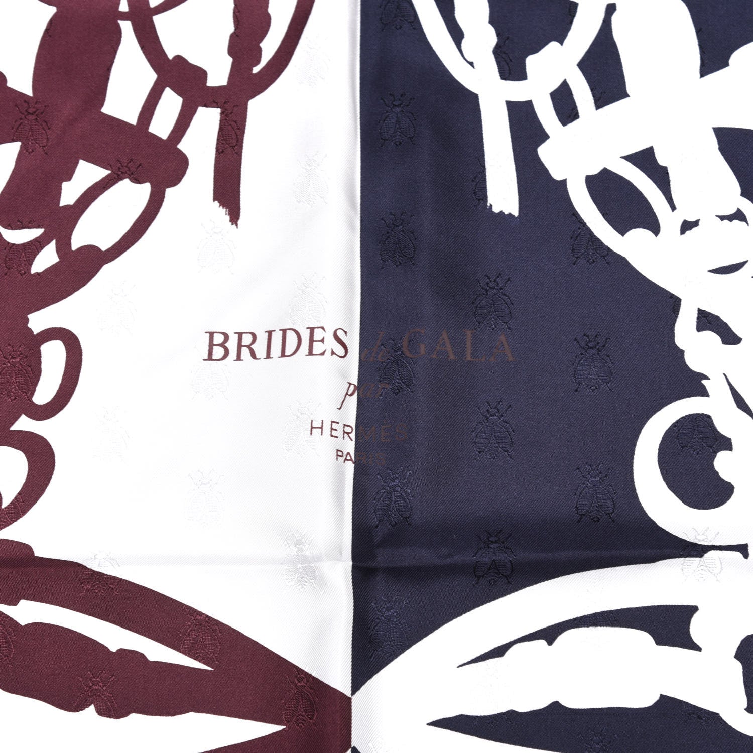 Hermes Silk Brides De Gala Quadri Tattoo Scarf 90 Marine White Bourgogne 4 of 5