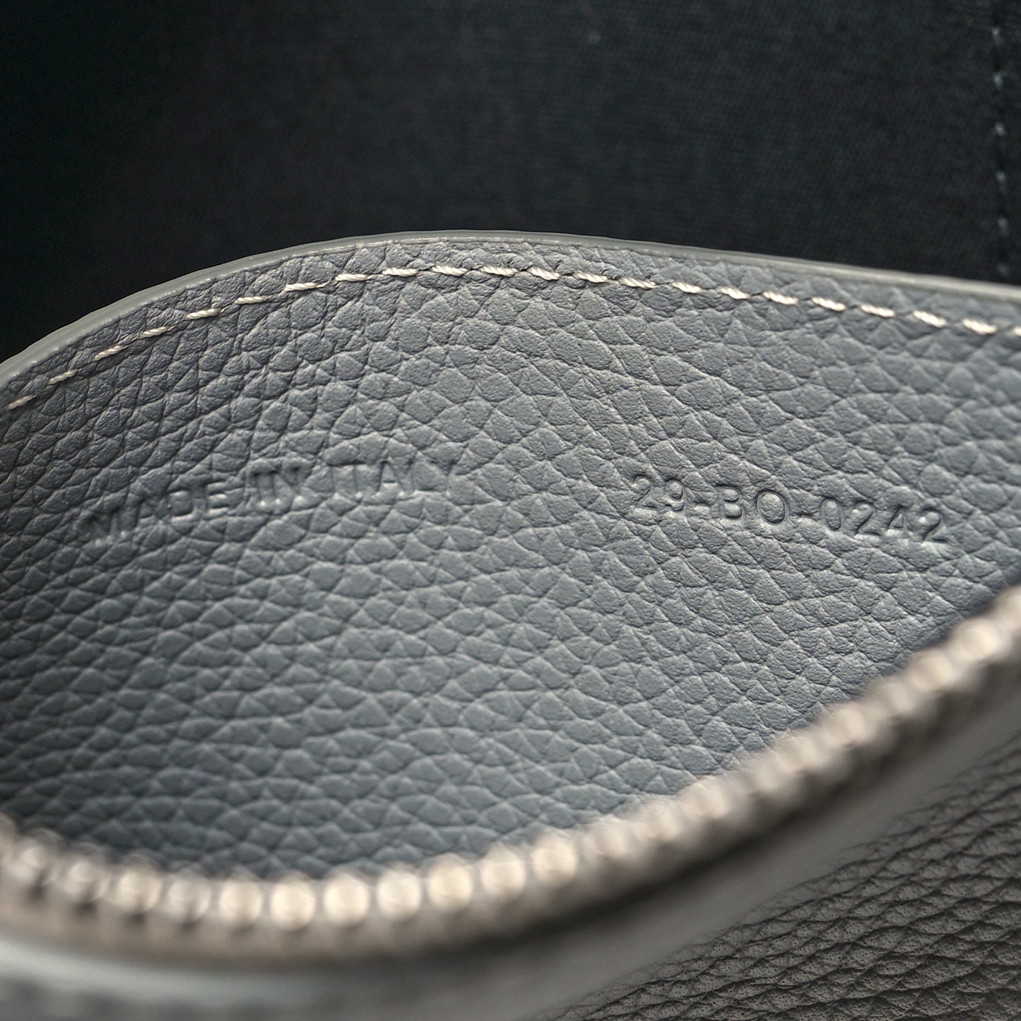 Grained Calfskin 1947 Signature A5 Pouch Grey White