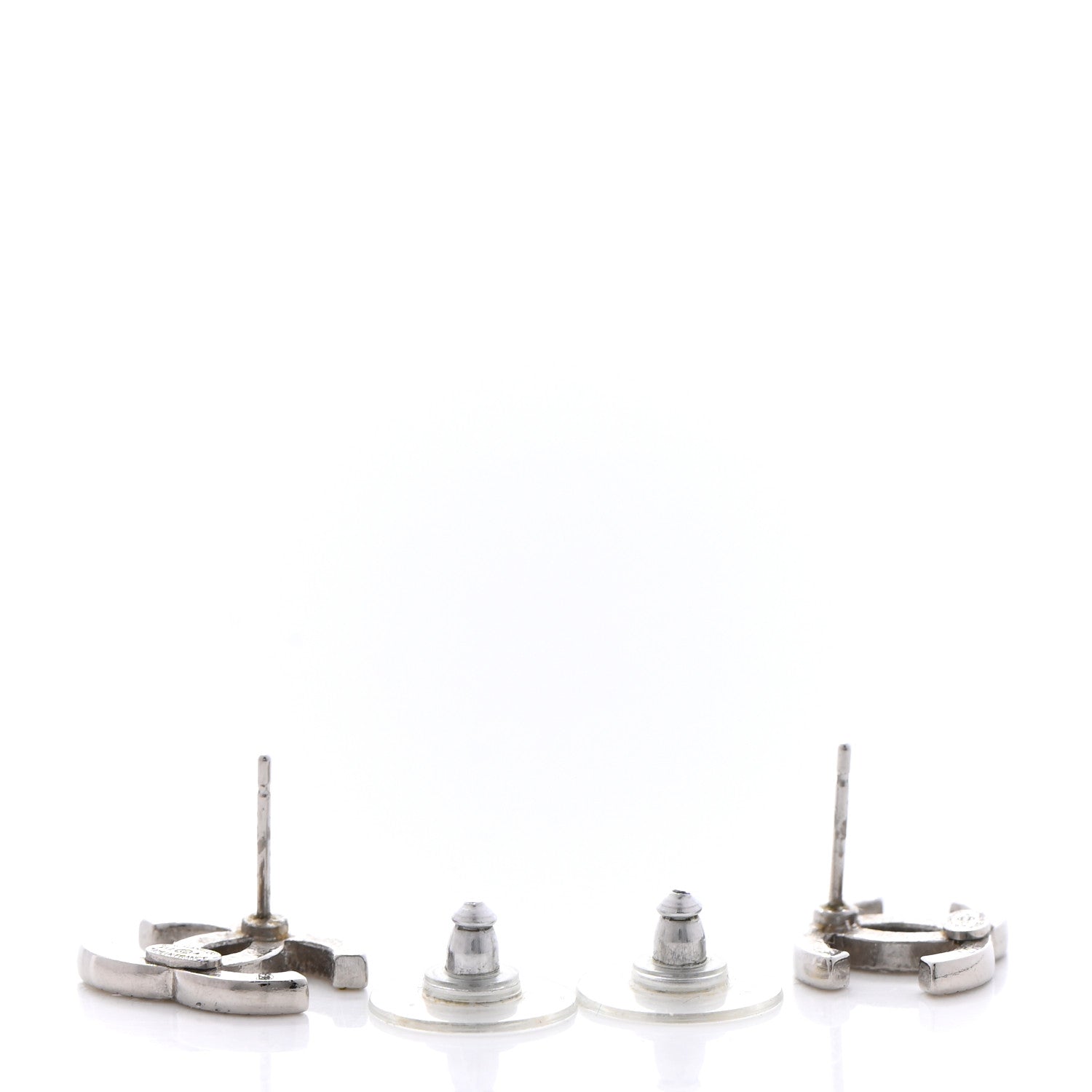 Chanel Crystal CC Earrings Silver 3 of 8