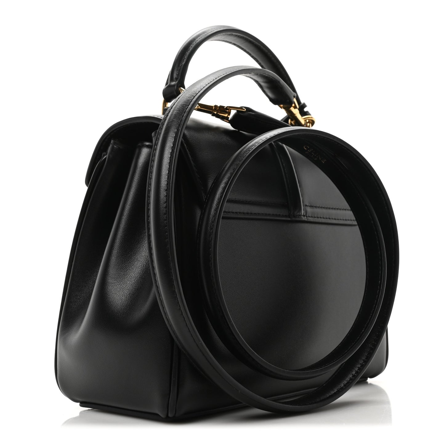 Satinated Calfskin Mini 16 Top Handle Bag Black