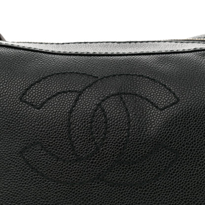 Chanel Caviar CC Wood Chain Hobo Black 8 of 12