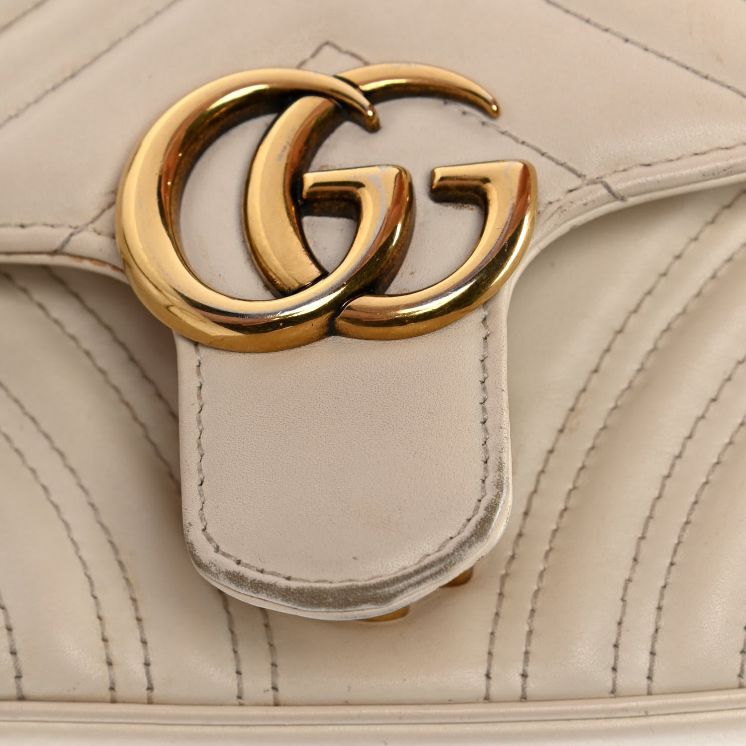 Gucci Calfskin Matelasse Mini GG Marmont Shoulder Bag White 12 of 13