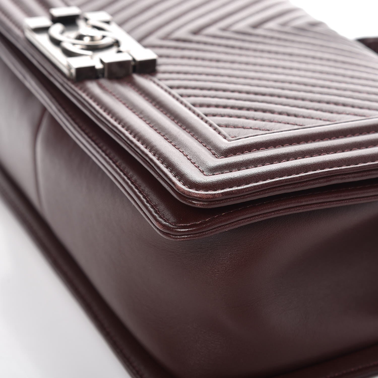 Chanel Calfskin Chevron Quilted Medium Boy Flap Burgundy 9 of 11
