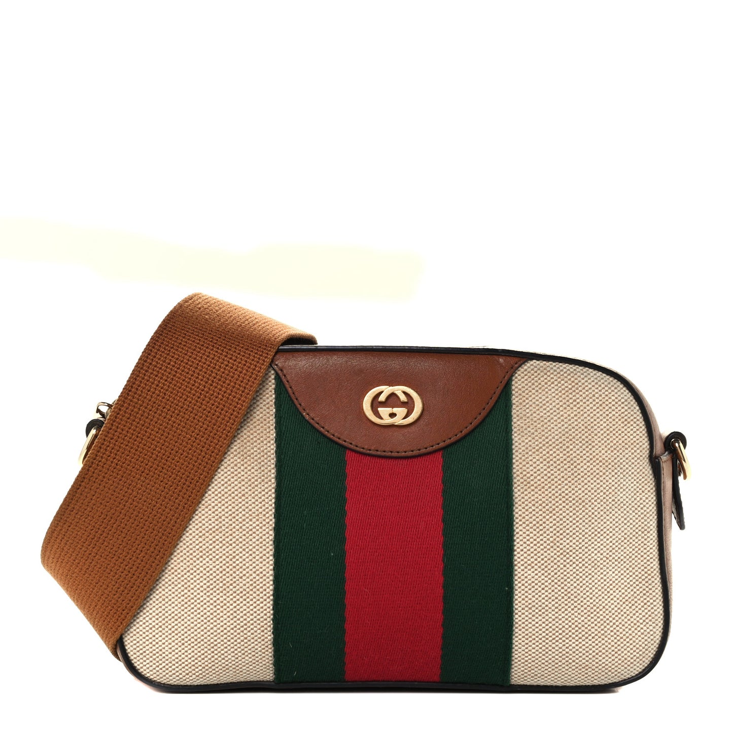 Vintage Canvas Web Shoulder Bag Sand Cuir