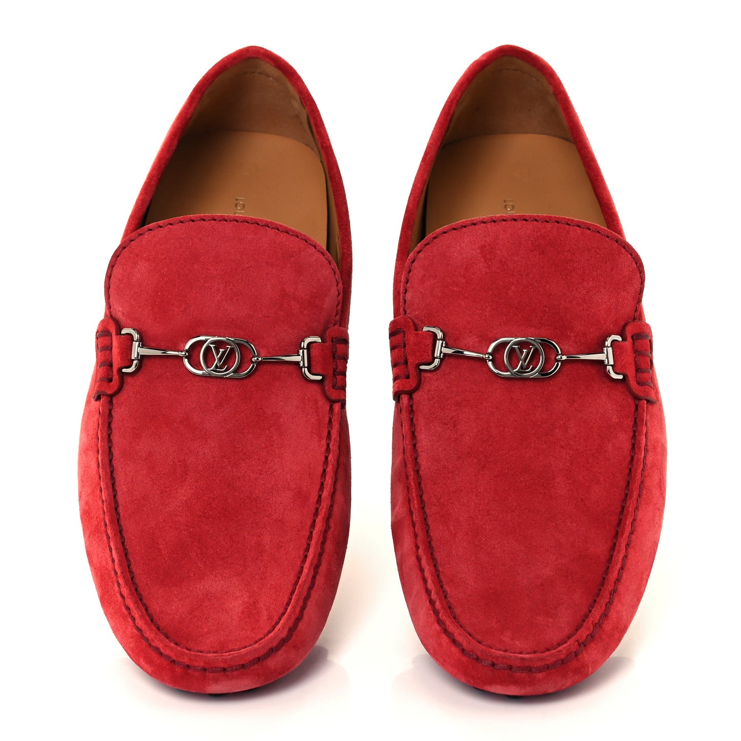 Suede Calfskin Mens LV Porto Vecchio Moccasin Loafers 8 Red