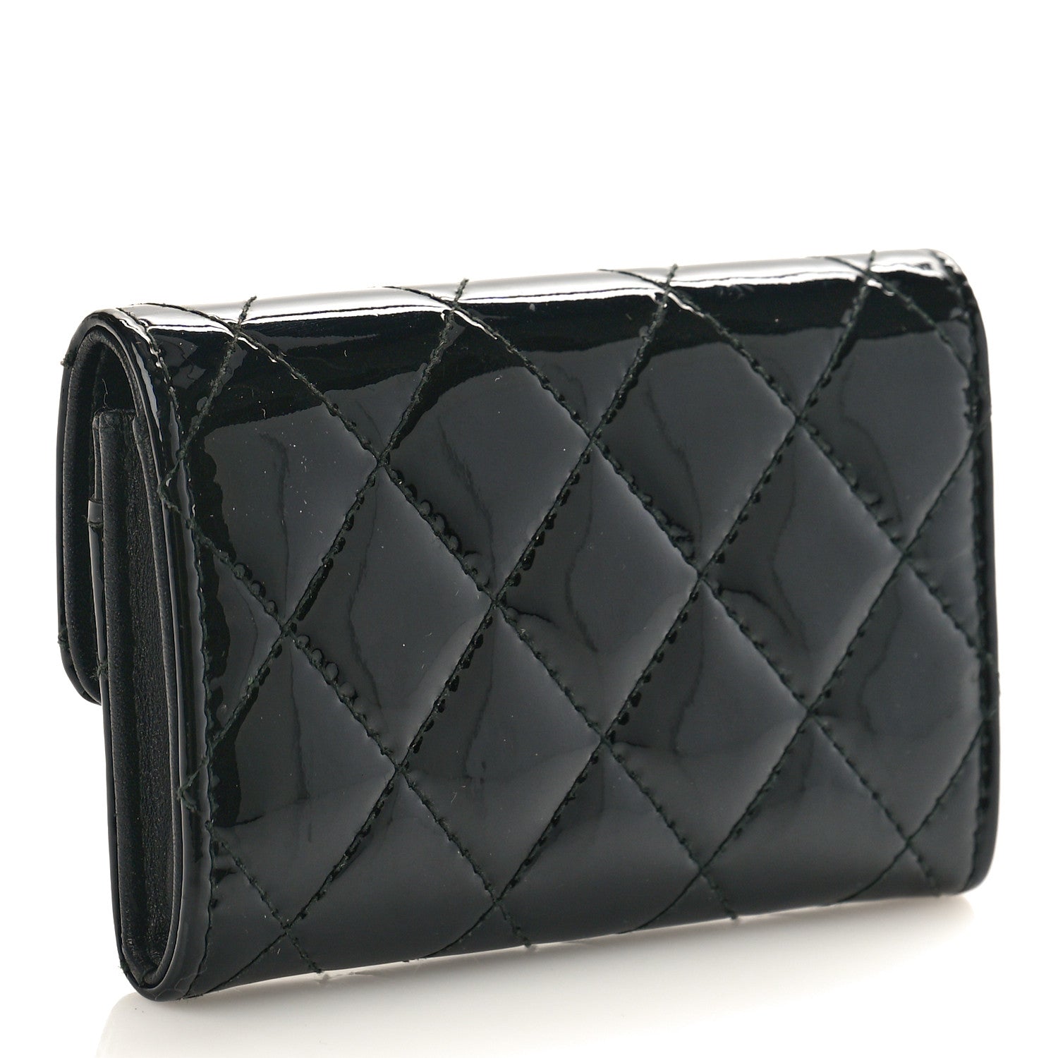 Chanel Patent Quilted Flap Card Holder Black 3 of 9