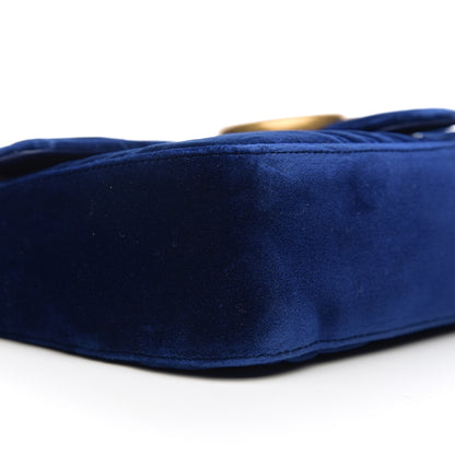 Gucci Velvet Matelasse Medium GG Marmont Shoulder Bag Cobalt Blue 7 of 9