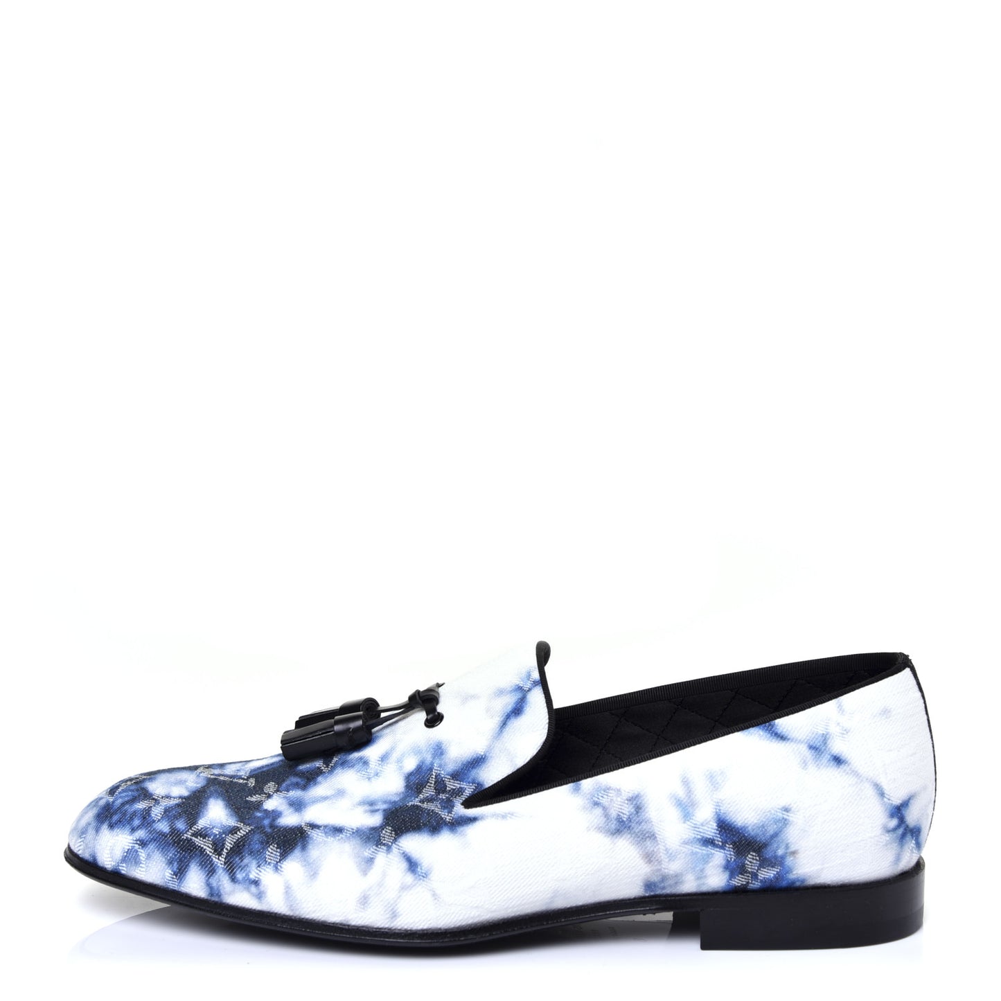 Monogram Denim Tie Dye Mens Auteuil Slippers 8 Navy Blue