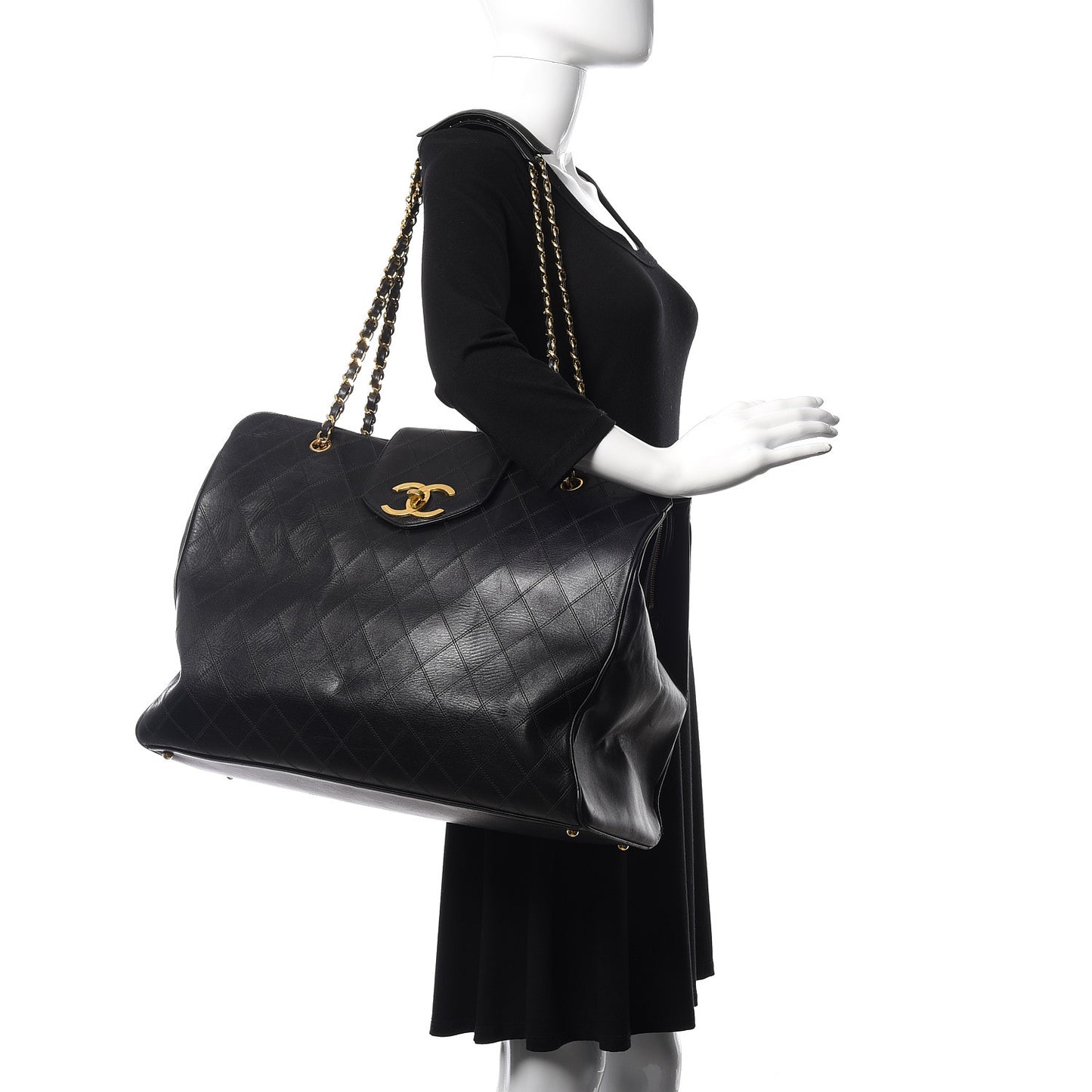 Calfskin Stitched XL Weekender Black