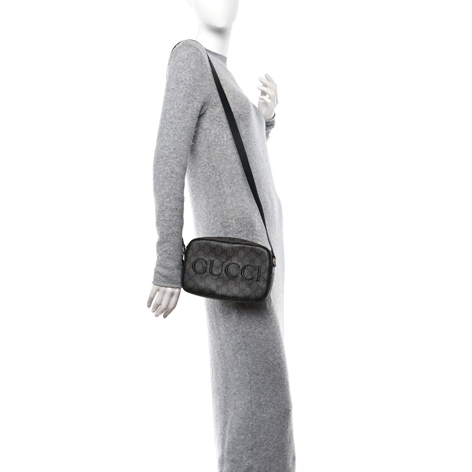 Gucci GG Supreme Monogram Mini Shoulder Bag Grey Black 2 of 11