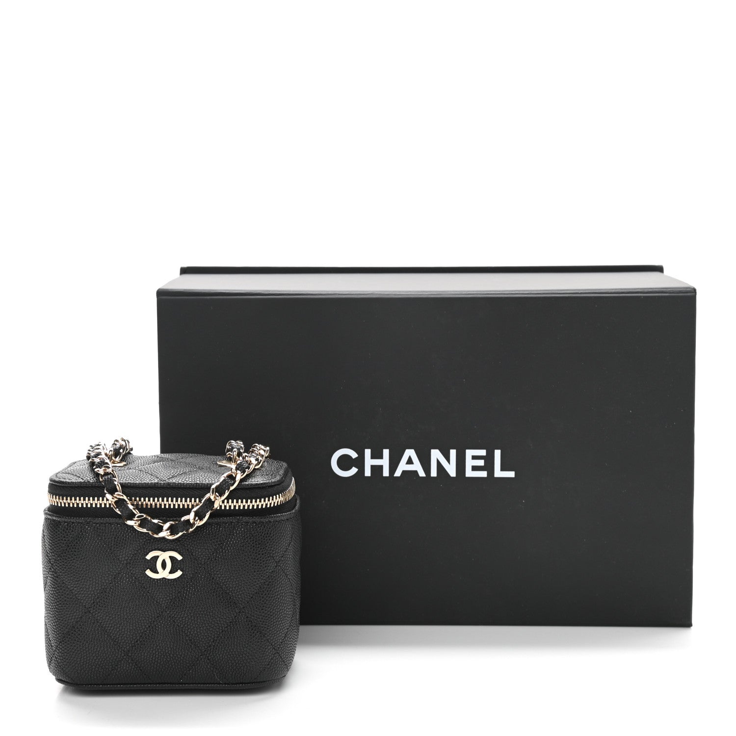 Chanel Caviar Quilted Mini Vanity Case With Chain Black 11 of 11