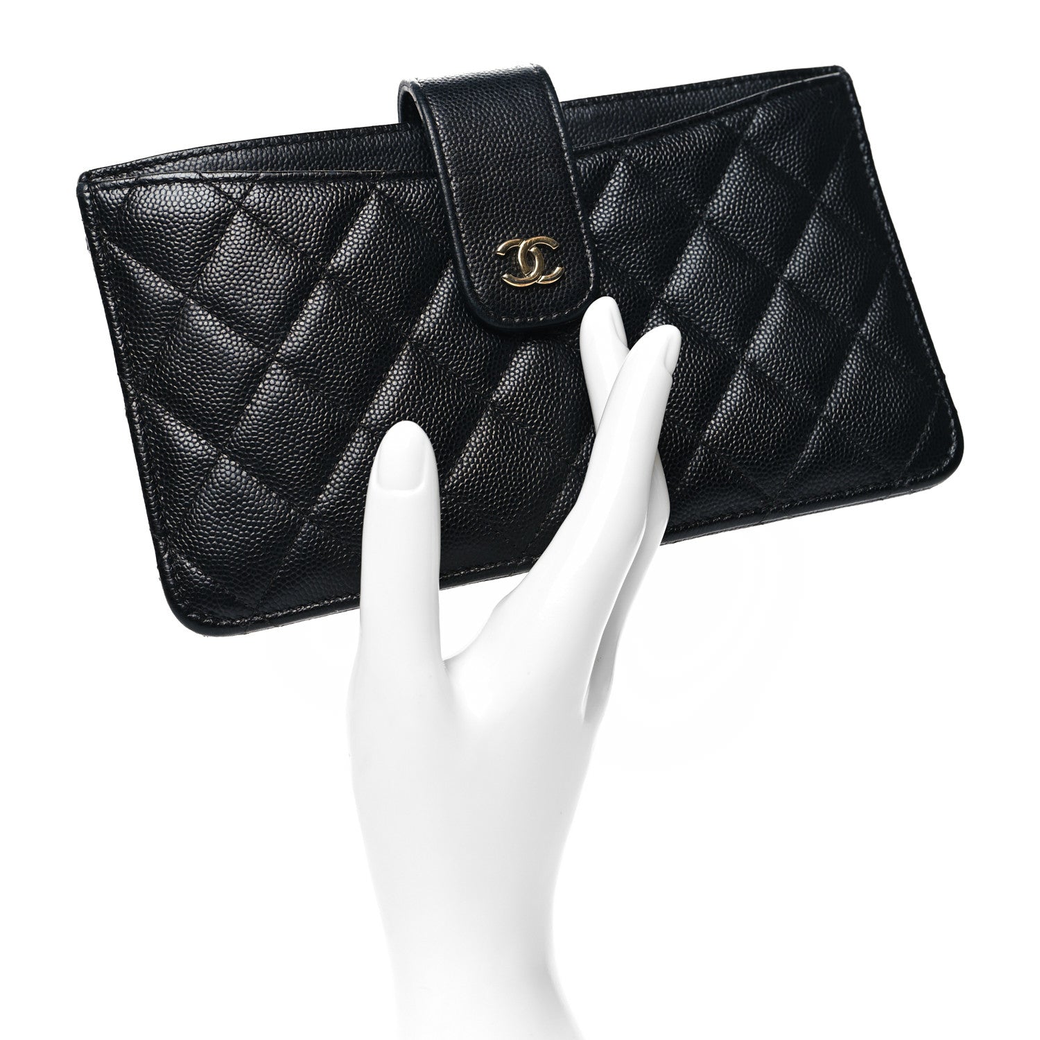 Chanel Caviar Quilted Classic Strap Pouch Black 2 of 10