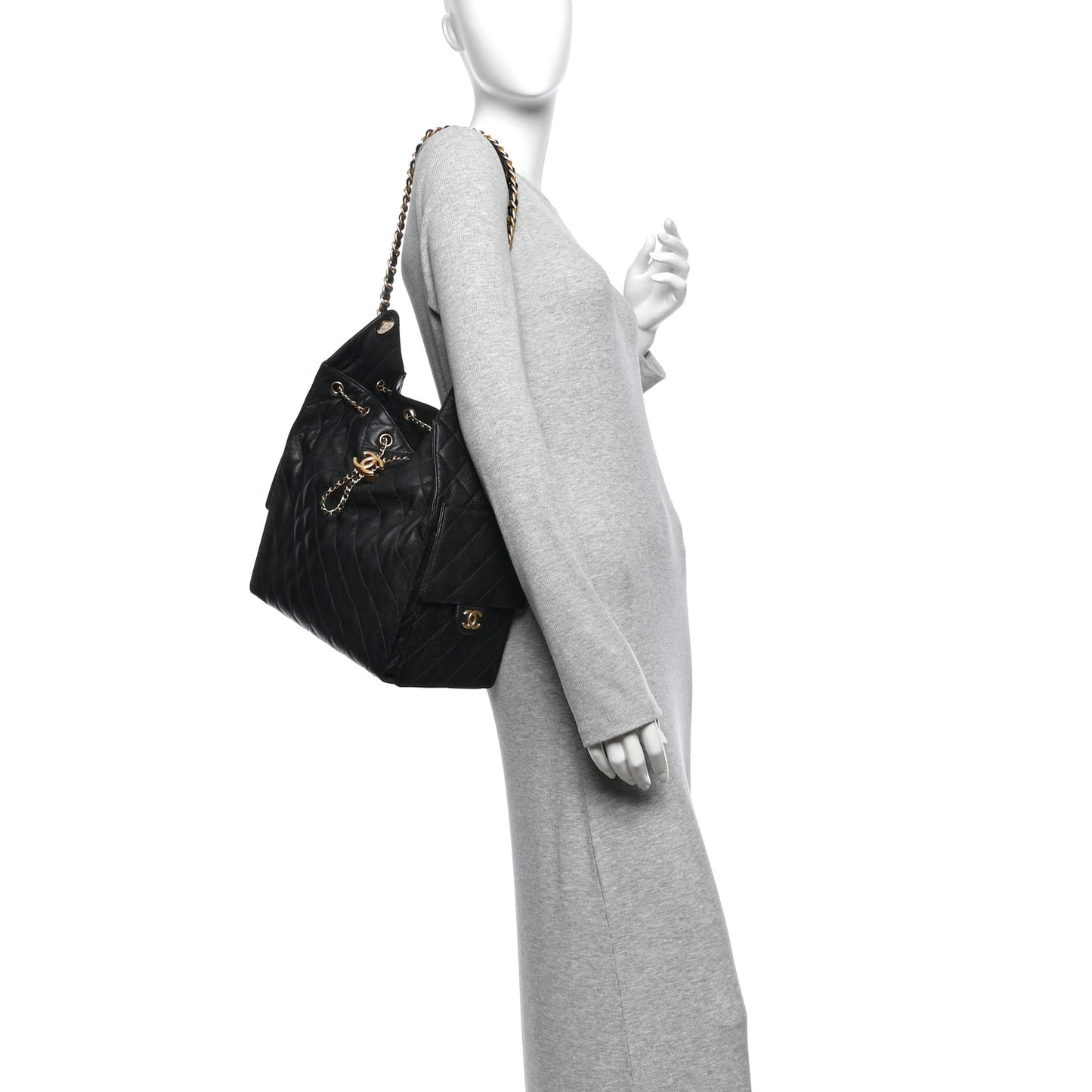 Caviar Quilted Medium Chanel 25 Handbag Black