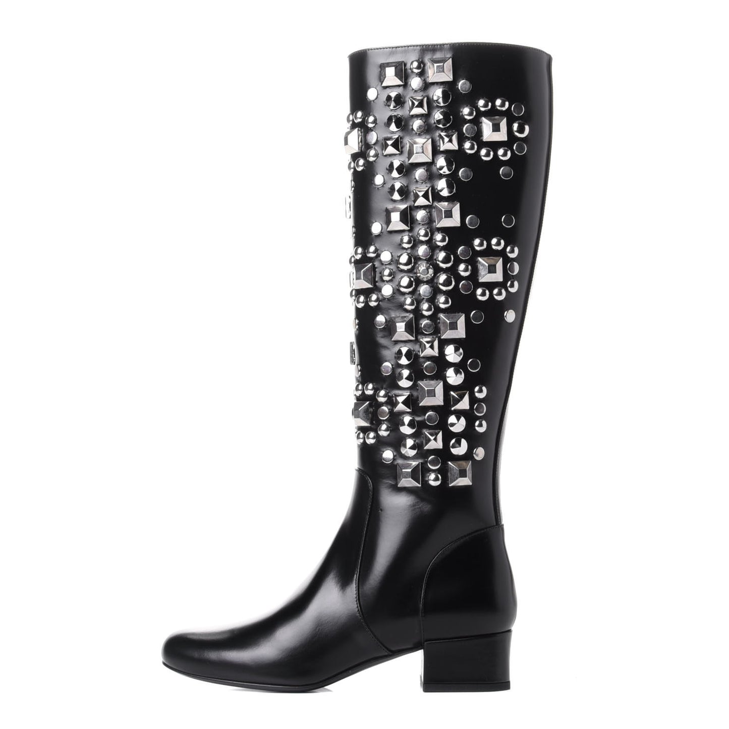 Ketta Studded Babies 40 Brod Knee High Boots 36.5 Black
