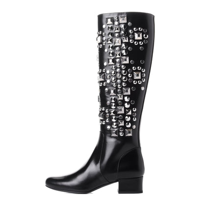 Saint Laurent Ketta Studded Babies 40 Brod Knee High Boots 36.5 Black 1 of 10