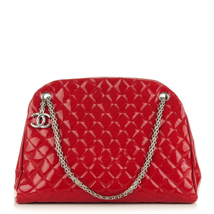 Chanel Patent Quilted Large Just Mademoiselle Bowling Bag Red 1 of 7