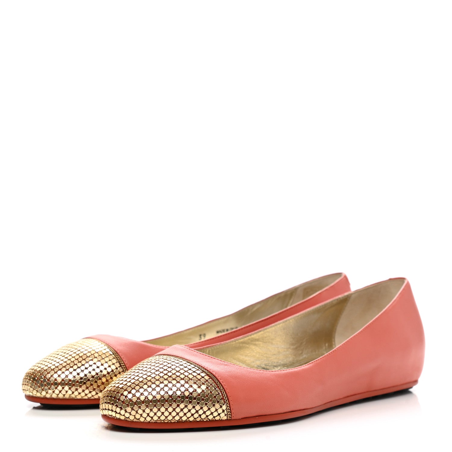Jimmy Choo Nappa Metal Mesh Waine Ballet Flats 39 Agate Gold 3 of 9