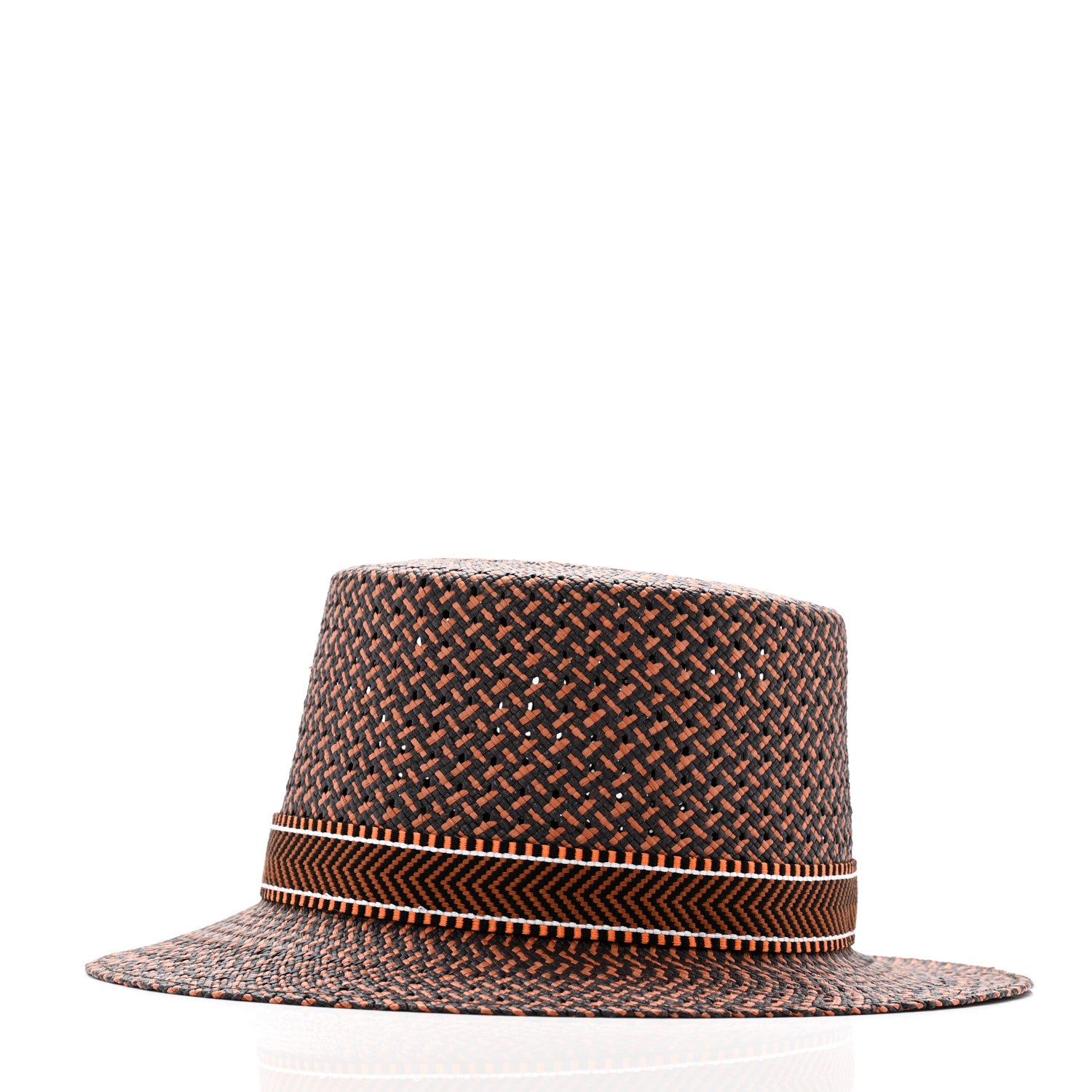 Hermes Straw Adele Panama Hat 58 Terracotta Black 4 of 9