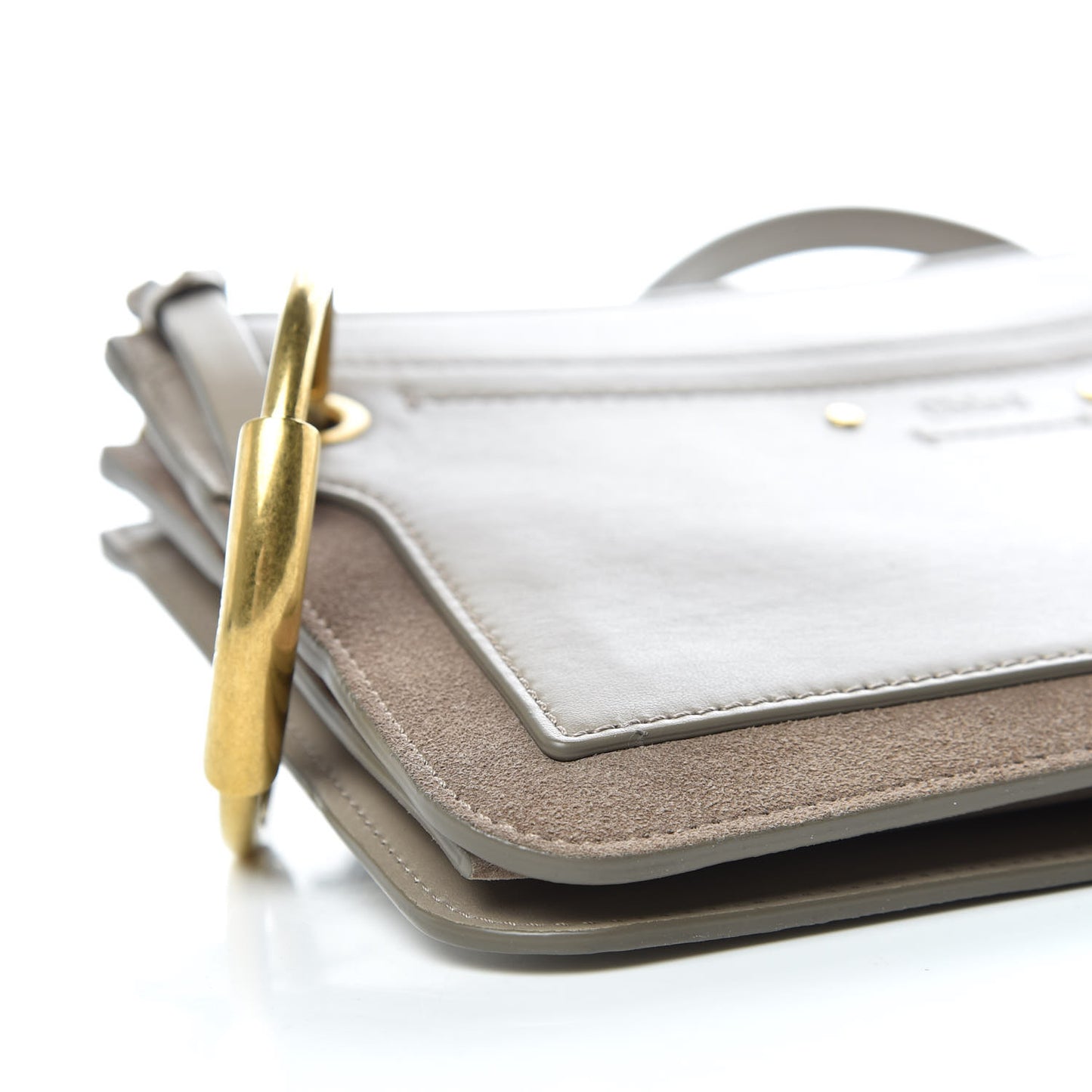 Calfskin Suede Small Roy Bag Motty Grey