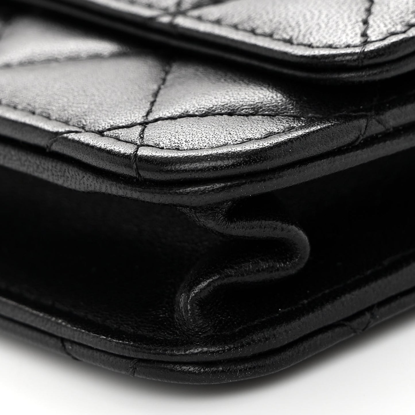 Lambskin Quilted Trendy CC Wallet On Chain WOC Black