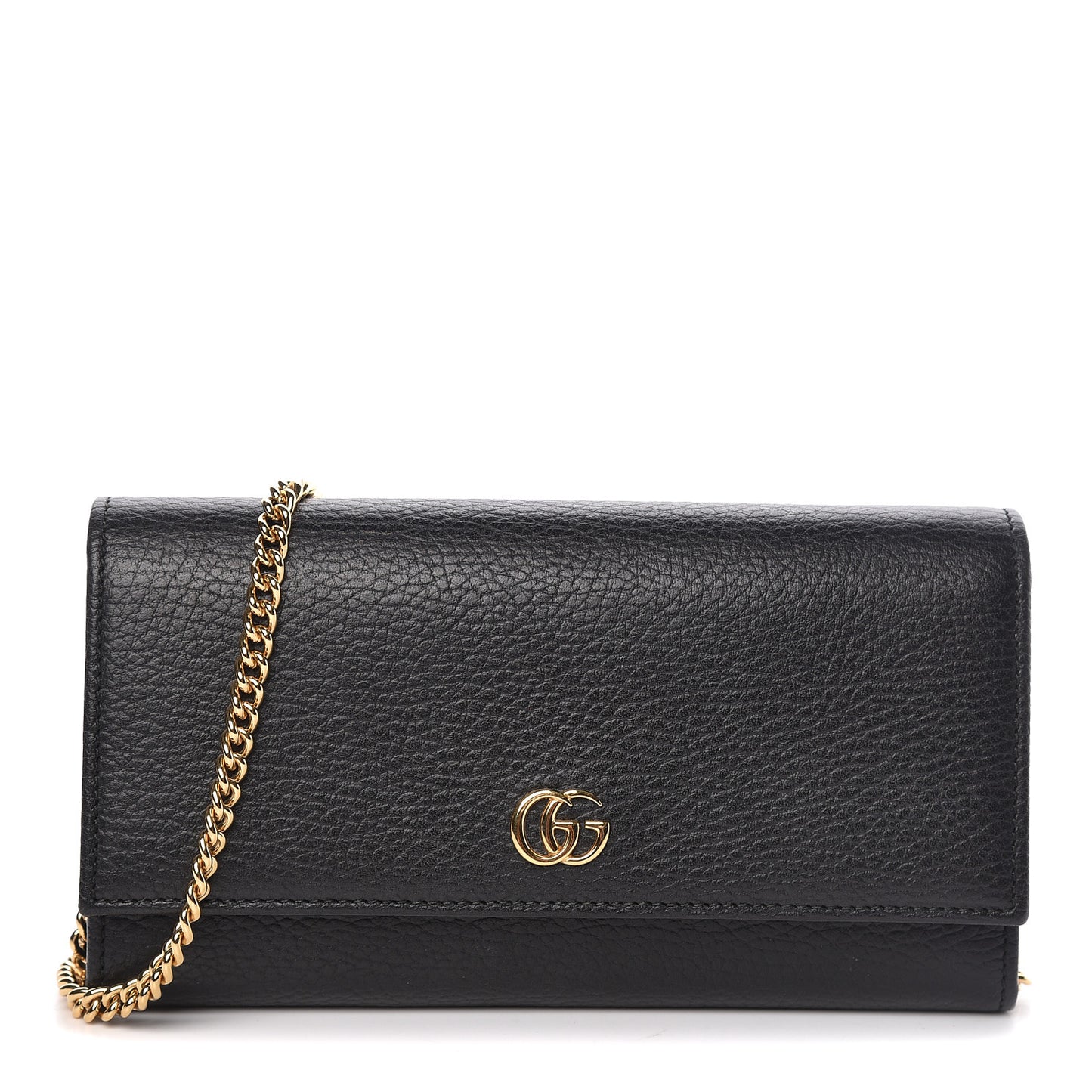 Calfskin Petite GG Marmont Wallet Chain Bag Black