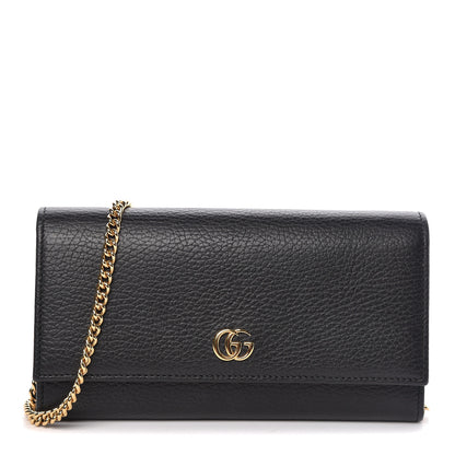 Gucci Calfskin Petite GG Marmont Wallet Chain Bag Black 1 of 12