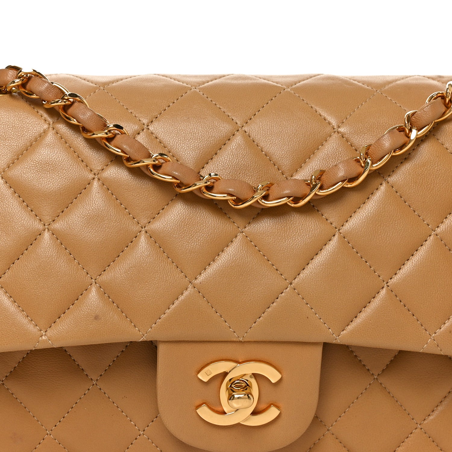 Chanel Lambskin Quilted Medium Double Flap Beige 8 of 10