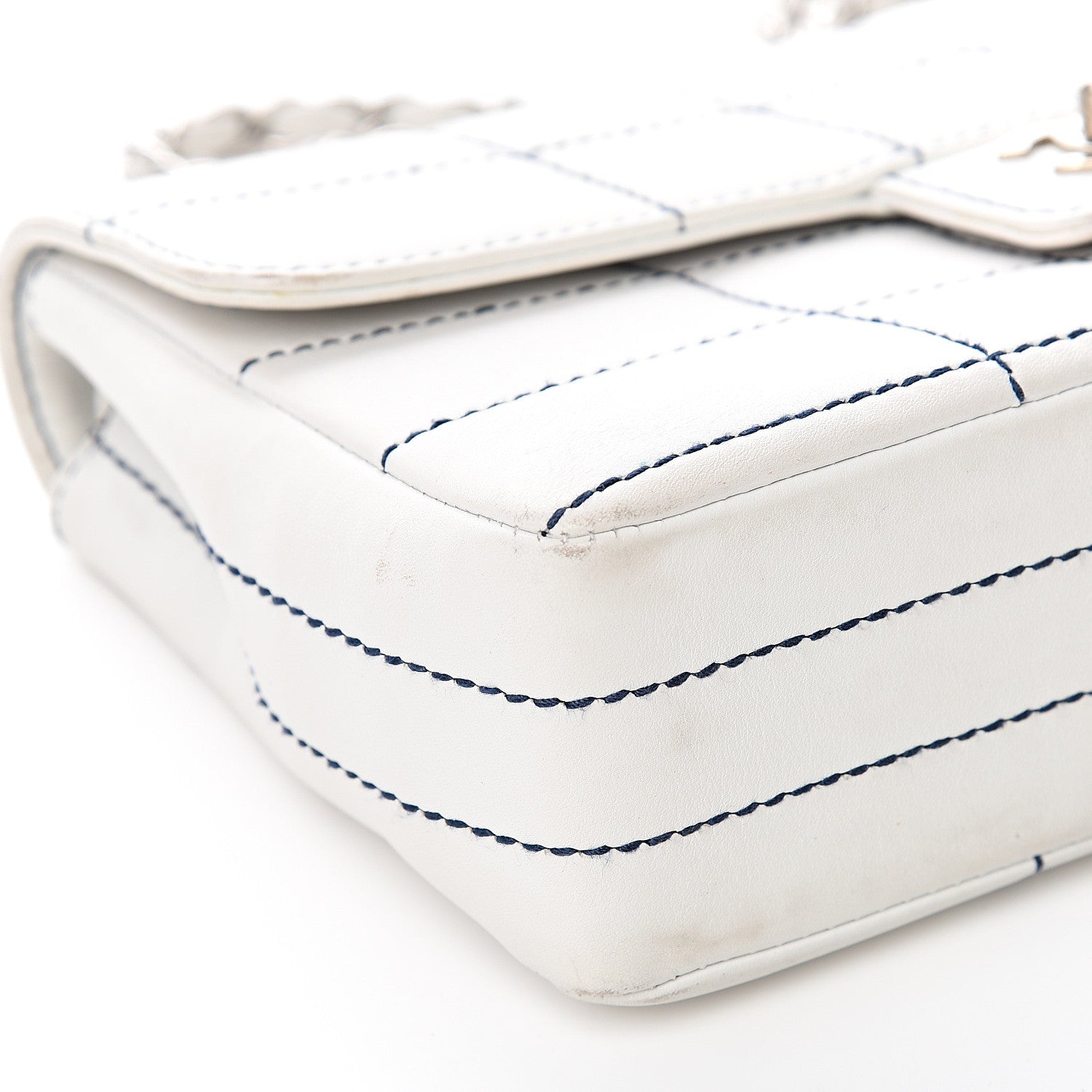 Chanel Lambskin Stitched Medium Chocolate Bar Flap White 9 of 13