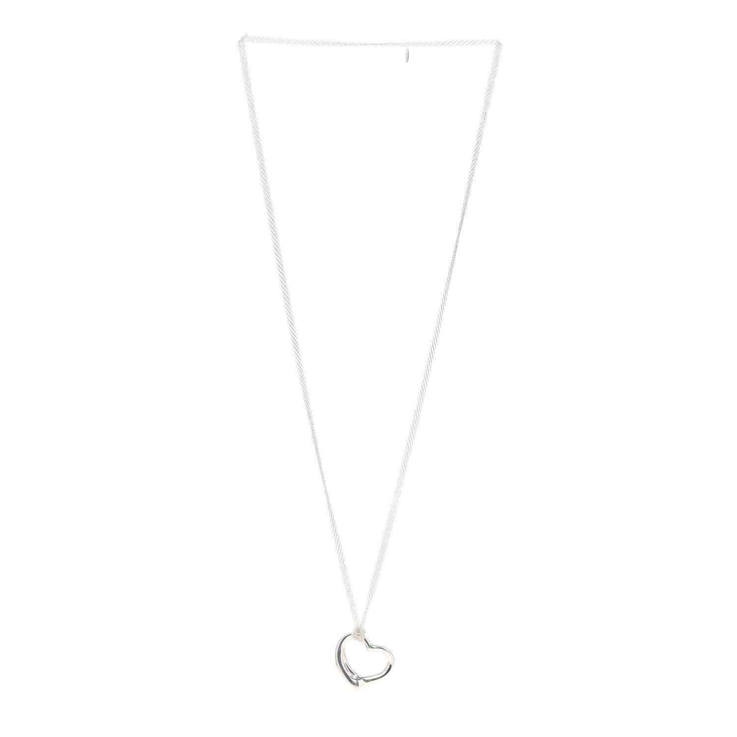 Tiffany Sterling Silver 36mm Elsa Perretti Open Heart Mesh Necklace 2 of 4