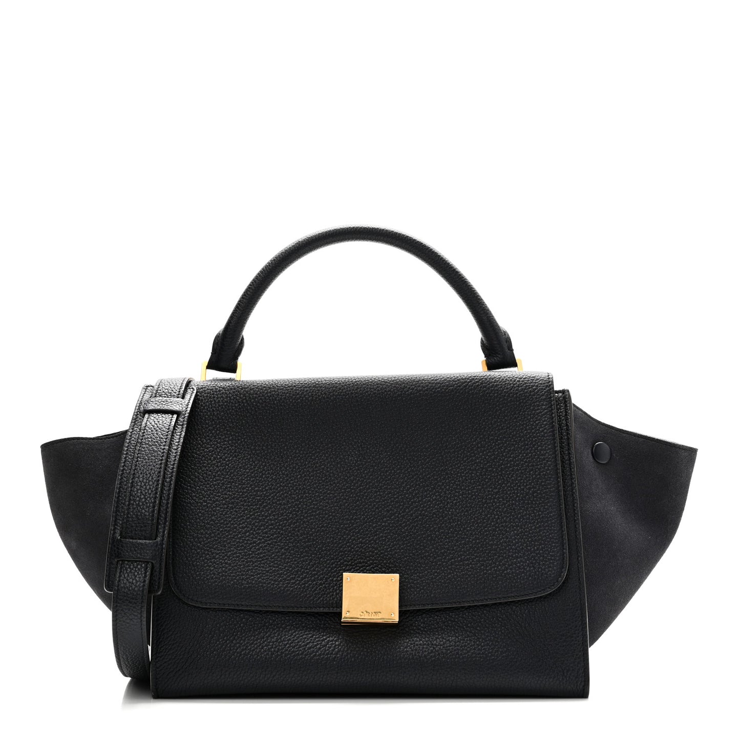 Drummed Calfskin Suede Small Trapeze Navy