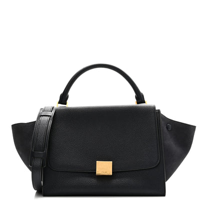 Celine Drummed Calfskin Suede Small Trapeze Navy 1 of 9