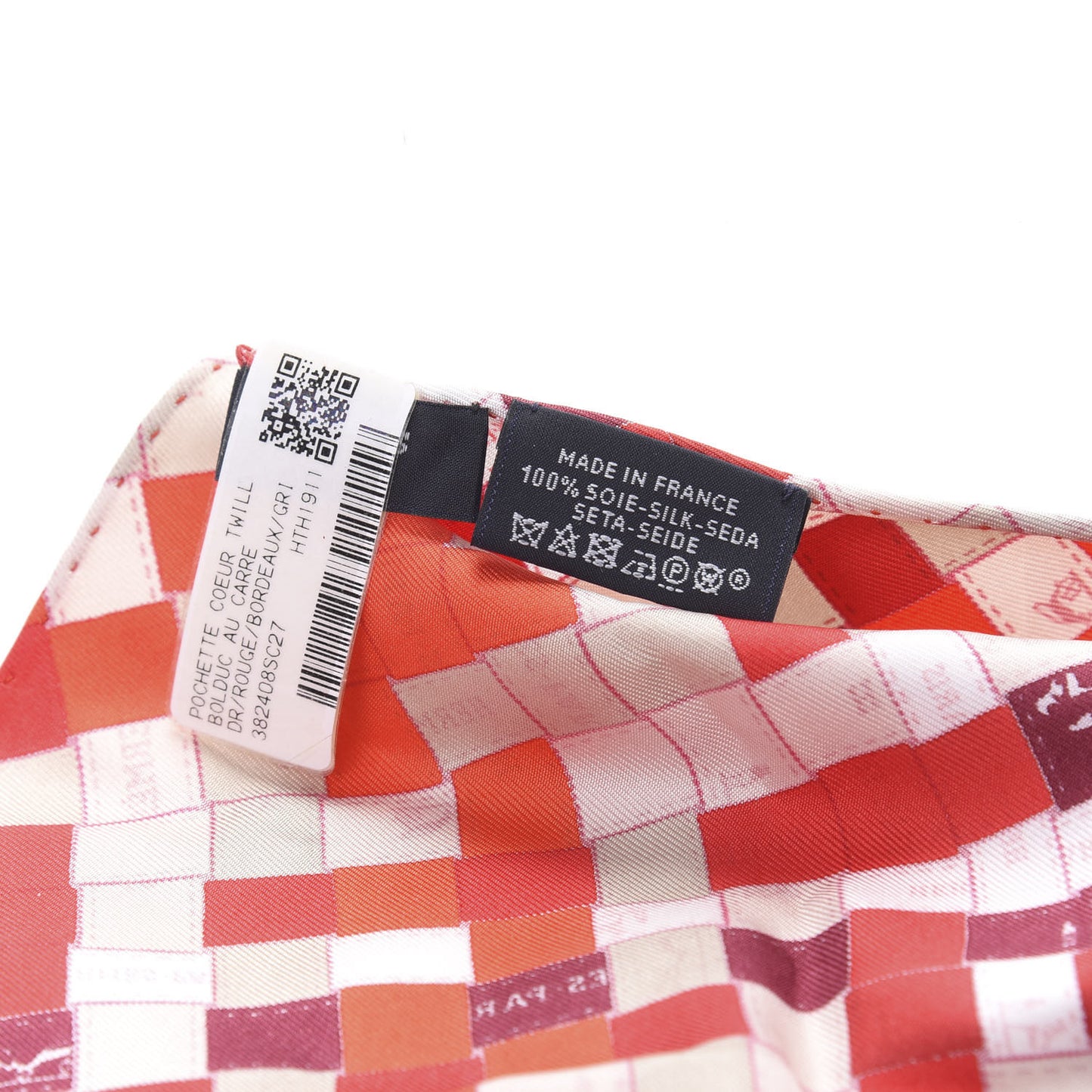 Silk Bolduc Au Carre Pocket Square Rouge Bordeaux Gris