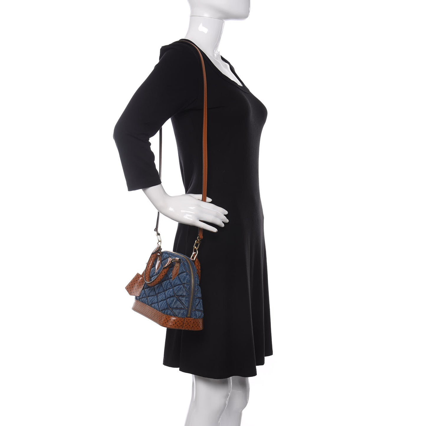 Denim Calfskin Reverse Monogram Malletage Alma BB Blue
