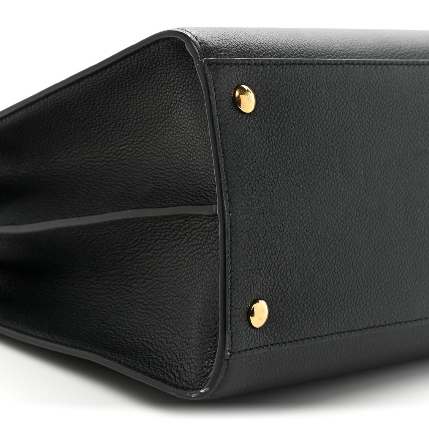 Grainy Calfskin Large Title Tote Black