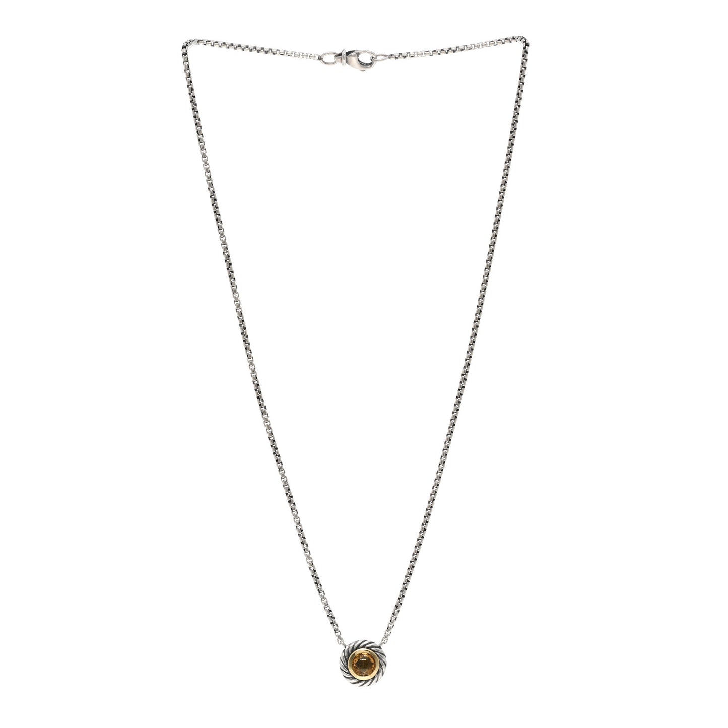 Sterling Silver 18K Yellow Gold Citrine 12mm Cookie Necklace