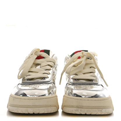 Gucci Guccissima Mirror Effect Womens Re-Web Sneakers 37.5 Silver 2 of 11