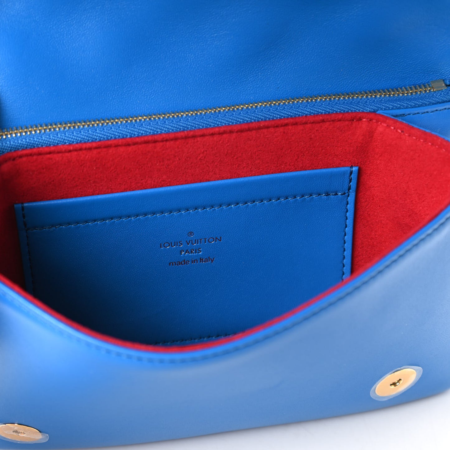 Lambskin Embossed Monogram Vuittamins Pochette Coussin Blue Red