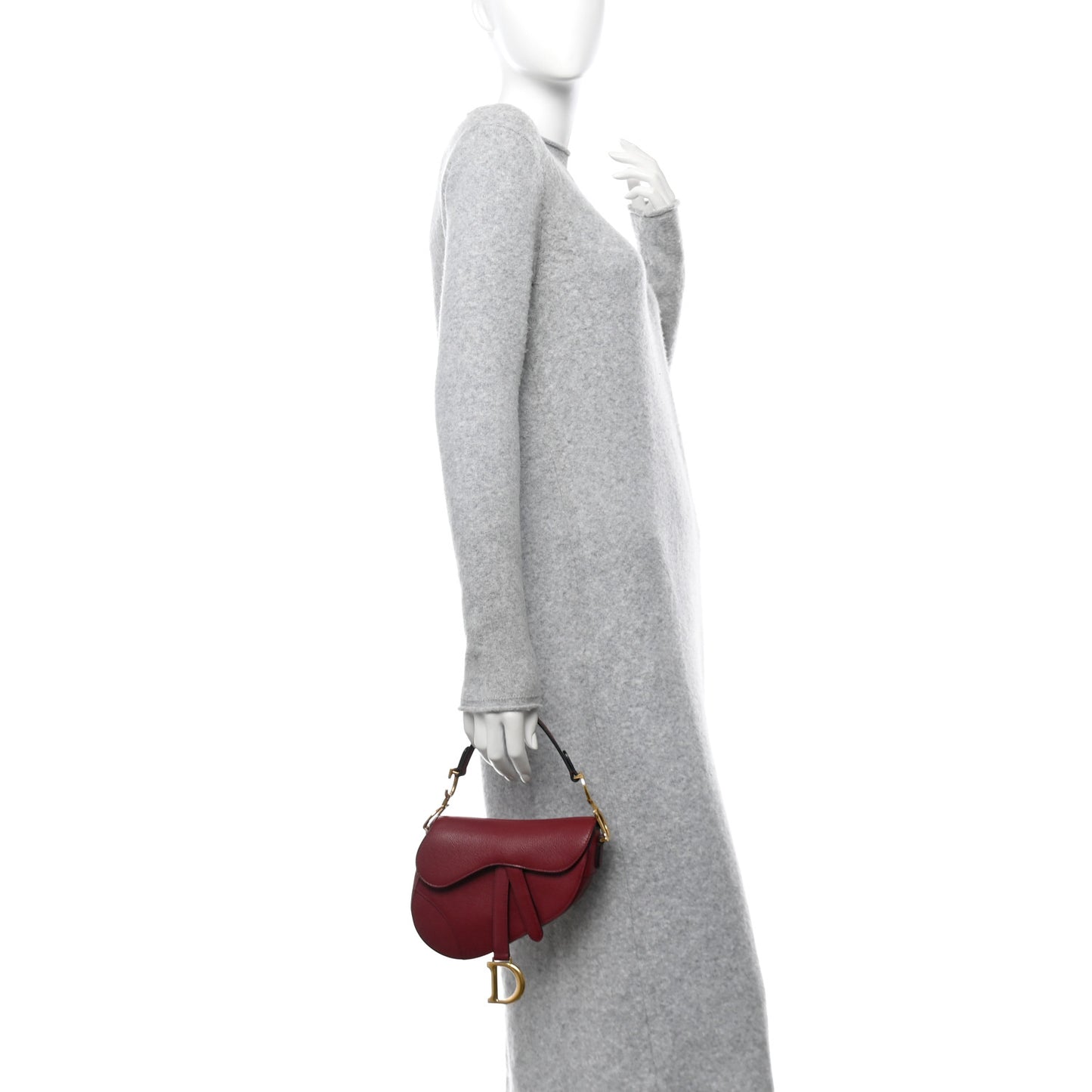Grained Calfskin Mini Saddle Bag Red