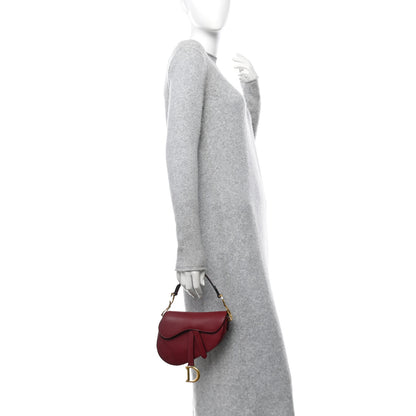 Christian Dior Grained Calfskin Mini Saddle Bag Red 2 of 11