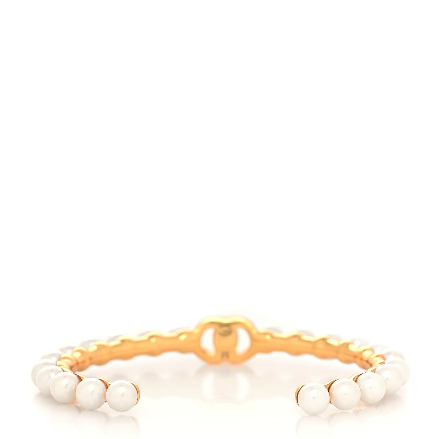 Pearl CC Cuff Bracelet M Gold Pearly White
