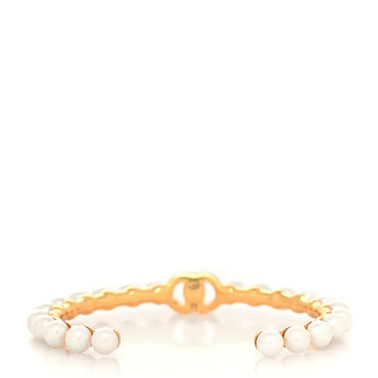 Chanel Pearl CC Cuff Bracelet M Gold Pearly White 3 of 4